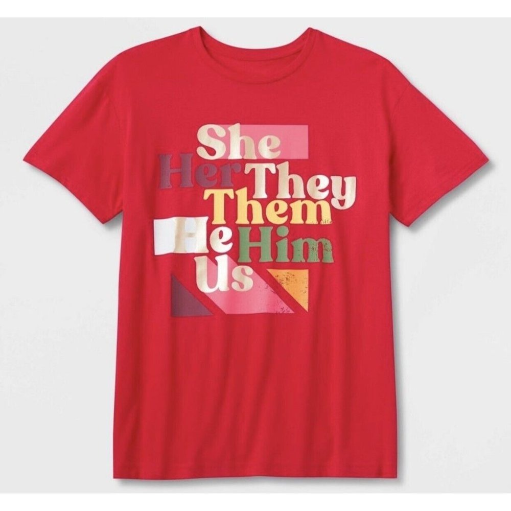 2022 Target Take Pride T Shirt Size Medium LGBTQ+ Pronoun Equality Red‎ NEW